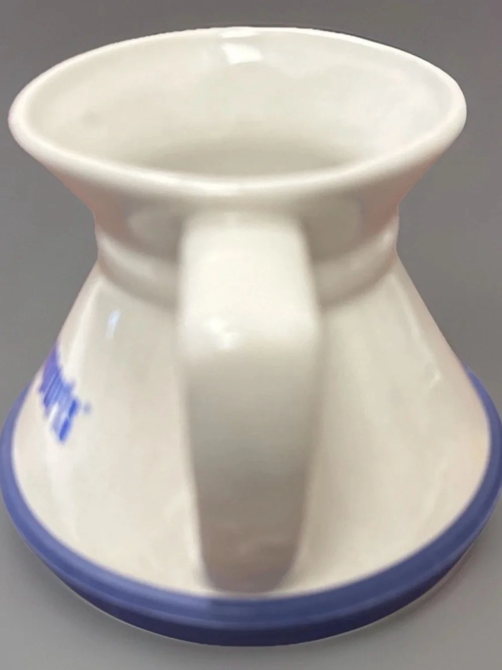Pier 1 White and Blue Ceramic Mug with Logo 10 oz